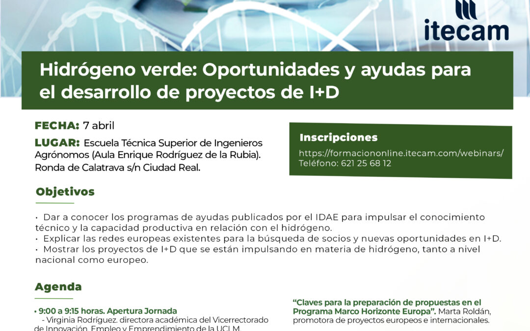 Jornada Hidrógeno verde: Oportunidades y ayudas para el desarrollo de proyectos de I+D
